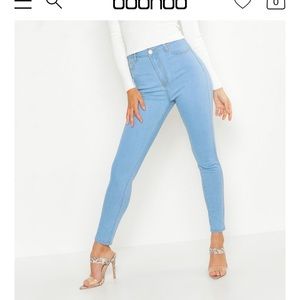 High waisted light skinny jeans